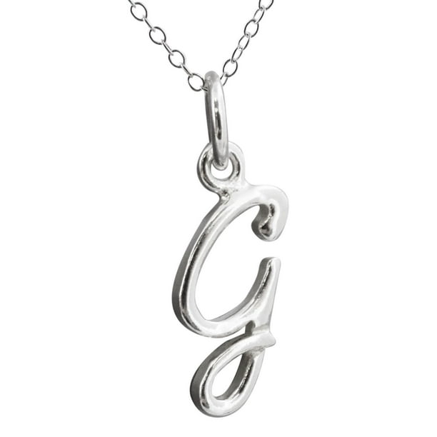 Fancy Script Letter G Pendant Alphabet Initial Charm Sterling Silver Fancy Script Letter G Pendant Alphabet Initial Charm Sterling Silver